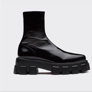 Prada Monolith Pointy Leather Boots